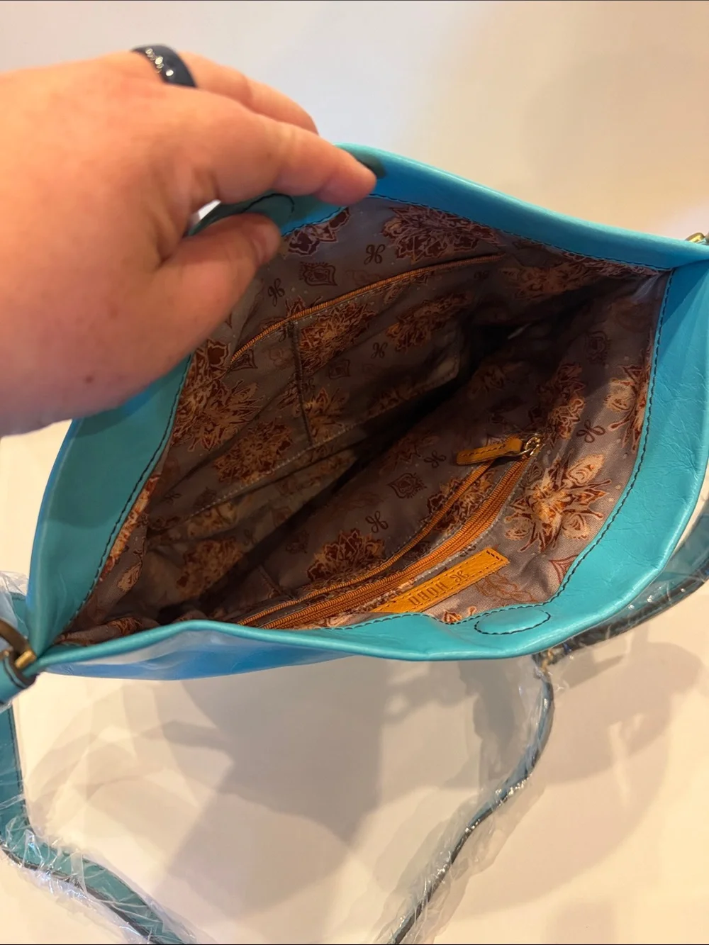 HOBO Turquoise Leather Hobo Shoulder Bag